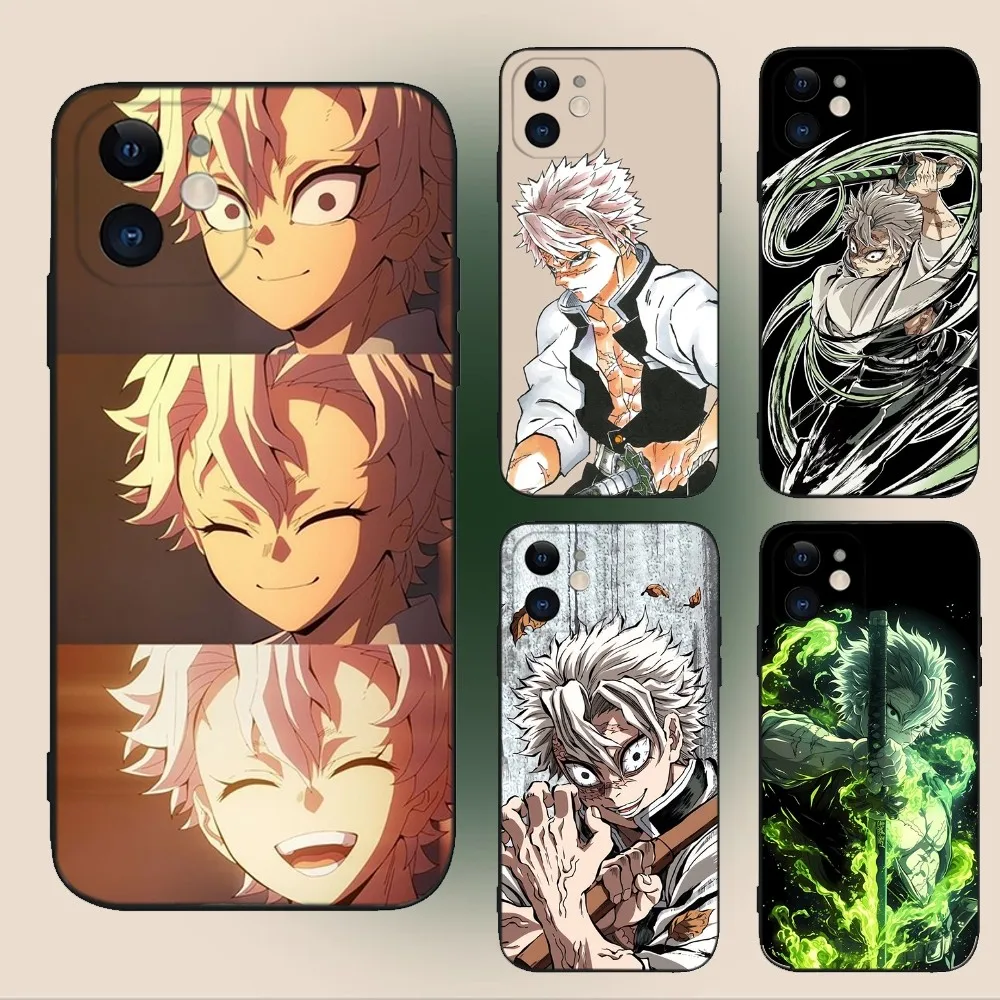 D-Demon S-Slayer Shinazugawa Sanemi Phone Case For iPhone 15,14,13,12,11,Plus,Pro Max,XS,X,XR,Mini,8,7 Soft Silicone Black Cover