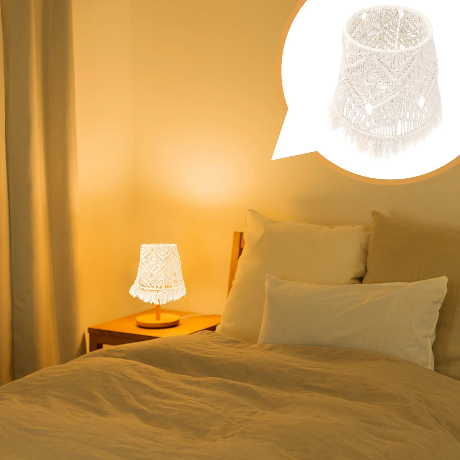 Cotton Rope Shade Handmade Bohemian Woven Light Shade For Table Floor Lamp Bedroom Decor Macrame Lamp Cover Lighting Accessory