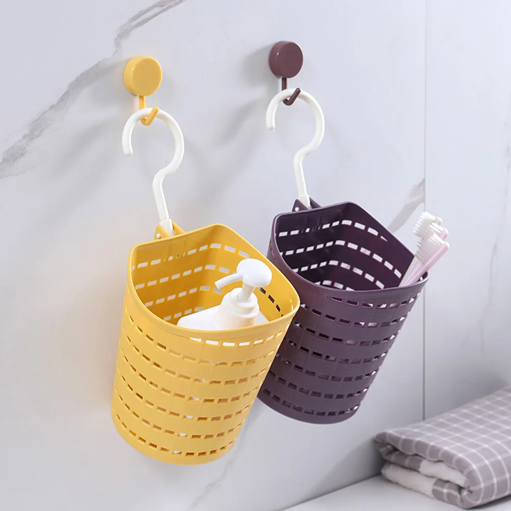 

4pcs Hanging Rotatable Bathroom Storage Baskets Plastic Household Toilet Organizer With Hook Space Saving Home Use Basket
