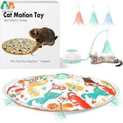 ATUBAN Automatische Motion Katze Spielzeug-4 Modi Interaktive Motorisierte Zauberstab Spielzeug, 3 Federn, elektronische Übung Pet Spielzeug für Indoor Katzen