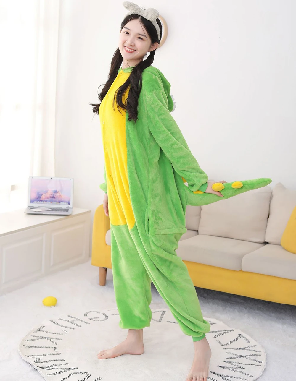 Dinosaur Onesies Kigurumi pigiama Set per donna e uomo bambini One Piece Hooded flanella tute calde Costume Cosplay di Halloween