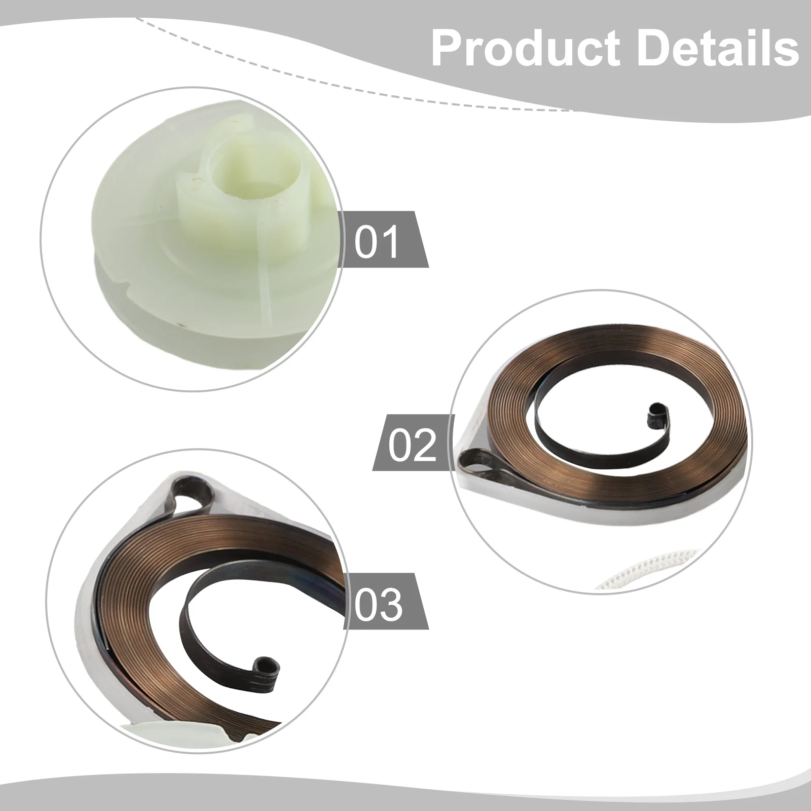 Pull Rope and Starter Spring Set for Chinese Chainsaw 4500 5200 45cc 52cc Replacement for Recoil Starter Assembly