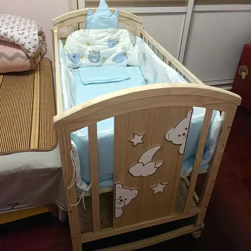 Camas modernas de madera maciza para niños, se pueden extender a 12 años, cama grande empalmada extraíble multifuncional para niños