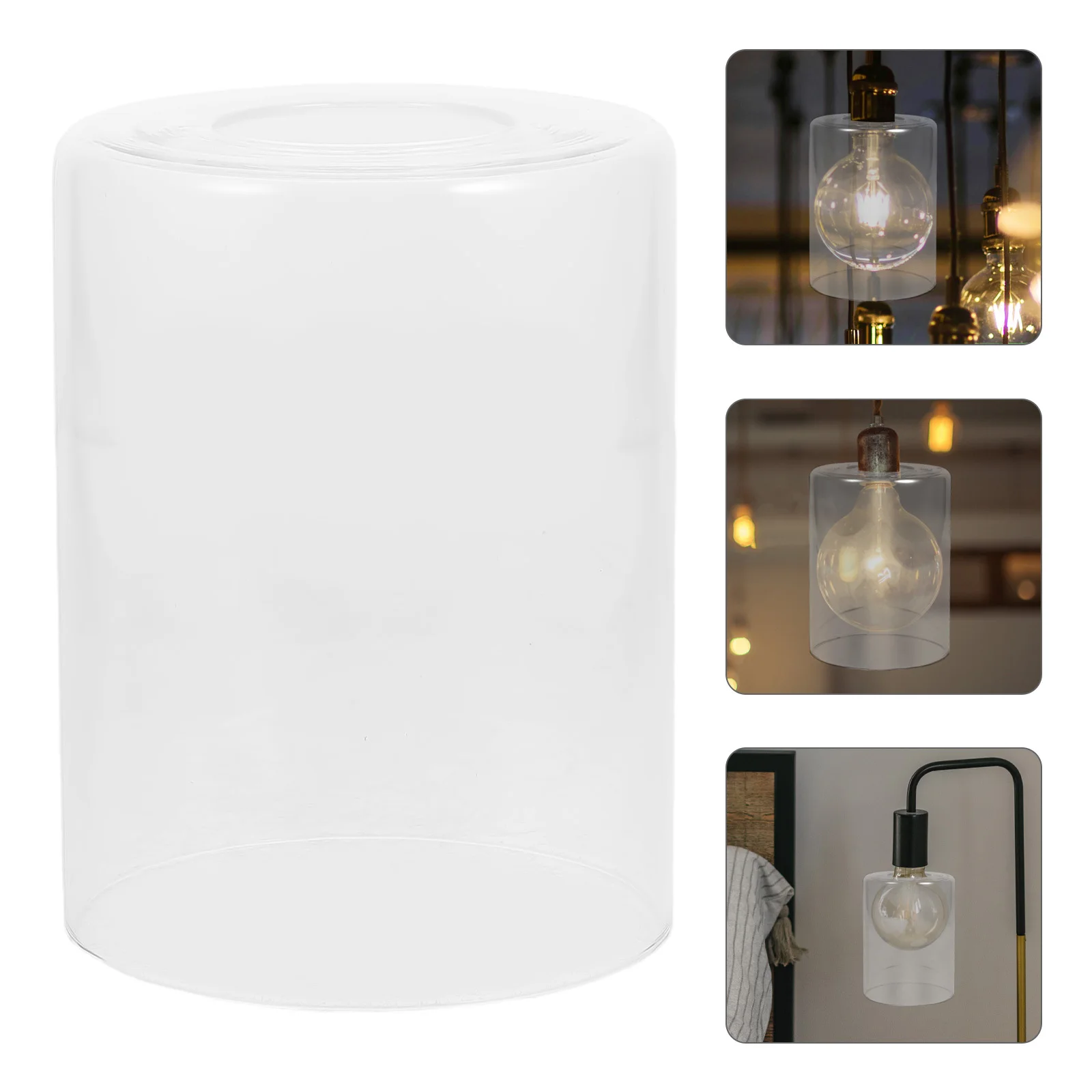 

Clear Glass Cylindrical Lampshade Transparent Lamp Shade Easy Install Replacement Cover for Indoor Light Fixtures