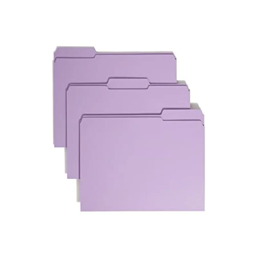

Папка для документов Smead усиленная, с вырезом 1/3, формат Letter, лавандовый цвет, 100 шт. в коробке, 12434