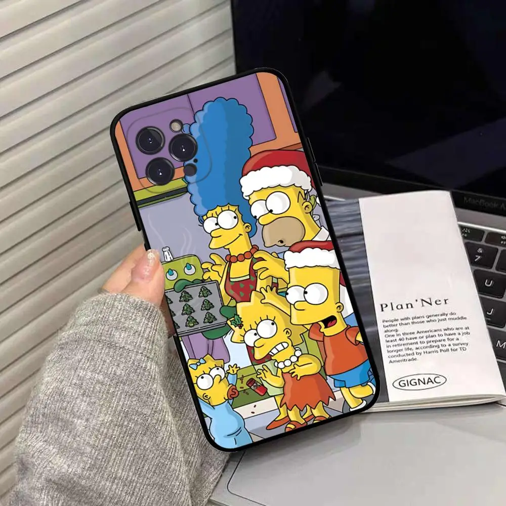 Capa de silicone macia para iPhone, Capa dos desenhos animados, S-Simpson, iPhone 15, 14, 13, 12, 11 Pro Mini, XS MAX, 8, 7, 6 Plus, X, XS, XR