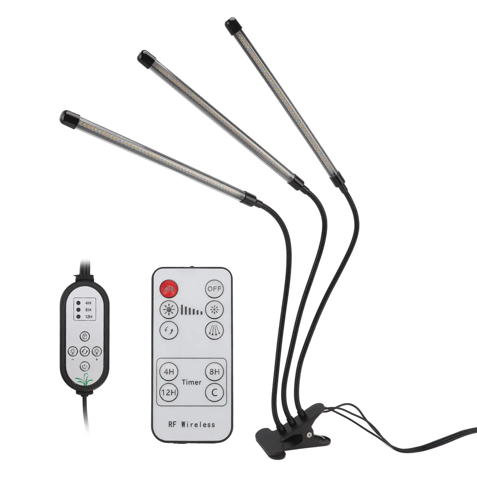 

Clip Plant Grow Light Red White Warm Light 10 Dimmable Levels 3 Heads Remote Control for indoor Plants