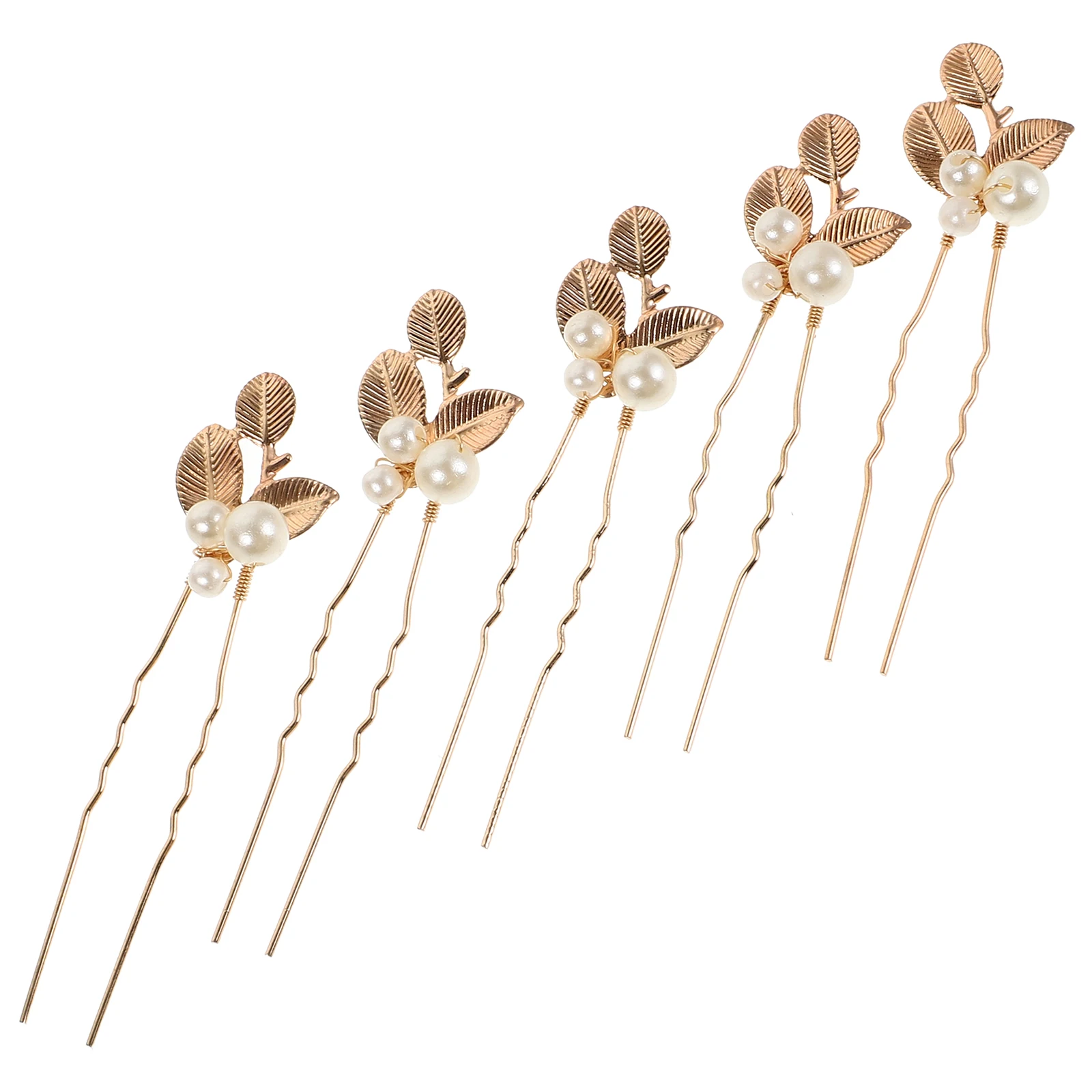 

5 Pcs Golden Pearl Hairpins Vintage Leaf Design Bridal Wedding Accessories H made Elegant Pearl Hair Care Styling