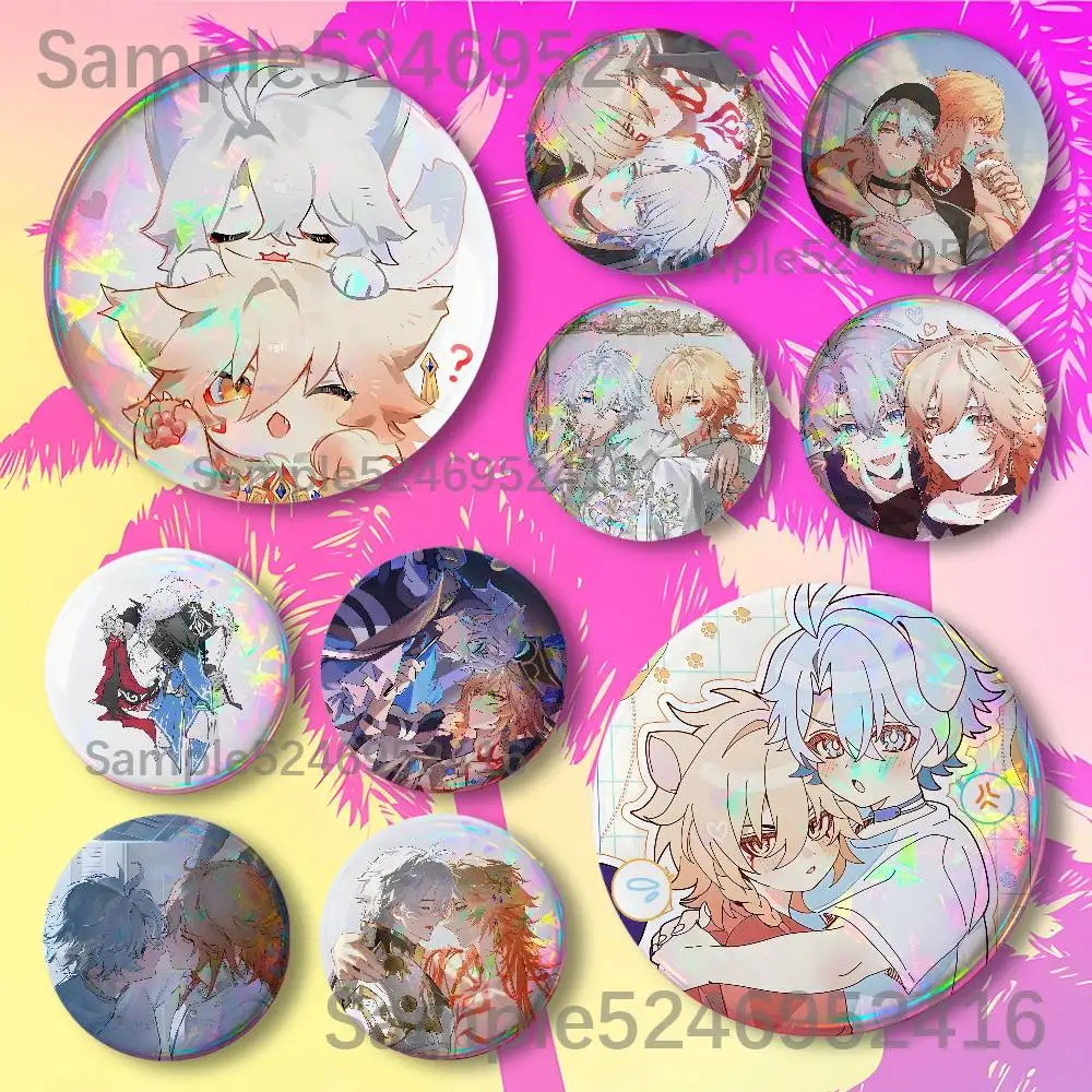 P-Phaidei Phainon Mydei  Laser Badge Round Creative Pins Brooch Niche Design Brooch for Backpack Lapel Pins Accessories
