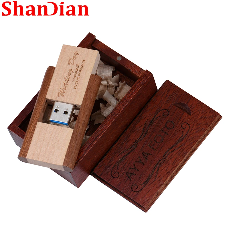 تدور خشبية 64 جيجابايت فلاش حملة محرك USB بشعار مخصص مجاني 2.0 32 جيجابايت القلم محرك الزفاف 8 جيجابايت ذاكرة عصا التصوير 4 جيجابايت U القرص القيقب 16 جيجابايت