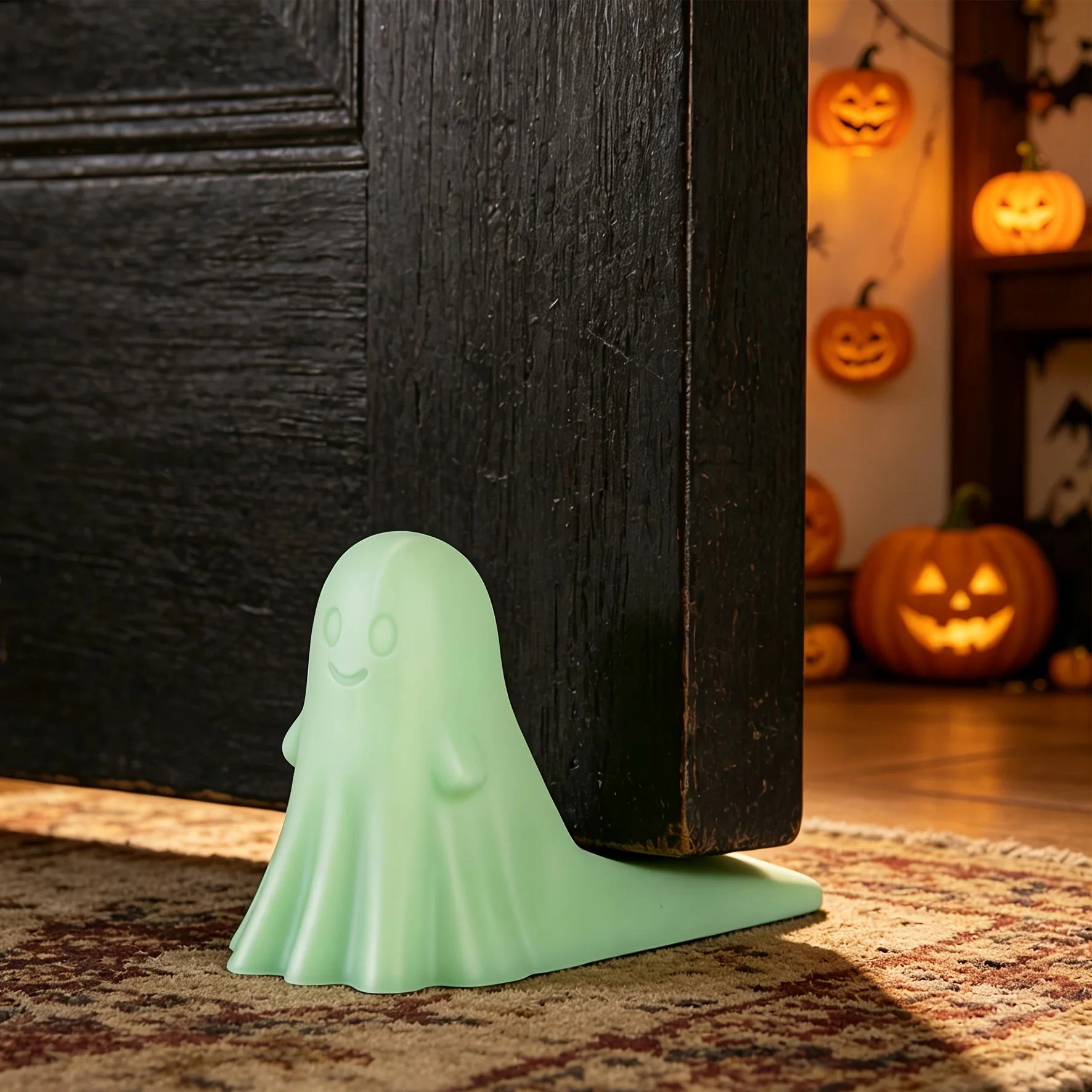 1Pc Cute Door Stopper, Household Windproof Silent Door Stop, Creative Home Decor Ornament, Available in White and Luminous Green