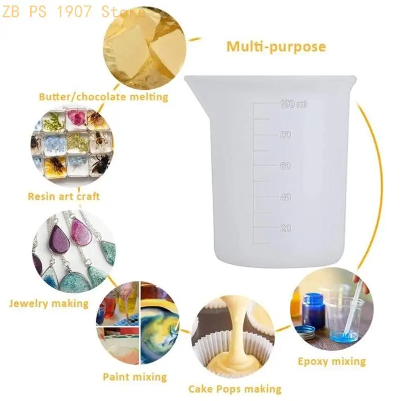100ml Resin Measuring Cups,Silicone Resin Mixing Cups,Reusable Stir and Pour Tools for Epoxy Resin,Jewelry Casting Mould 55KA