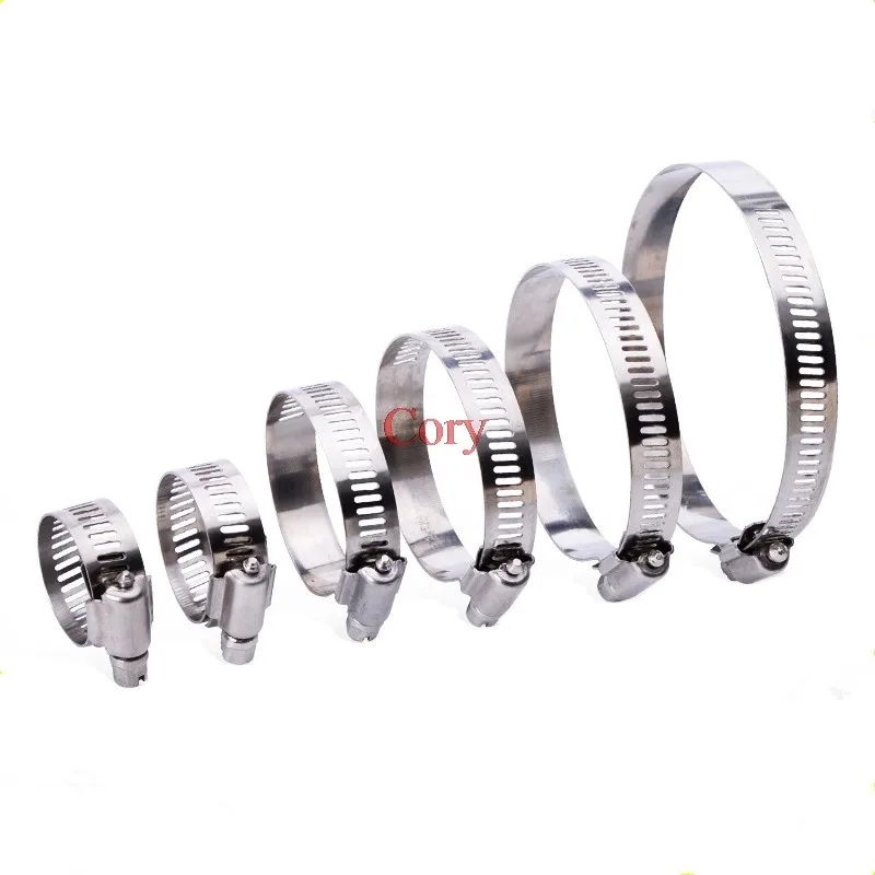 10pcs Adjustable Drive Hose Clamp Fuel Line Worm Clip Screw Worm Drive Hose C Clamp Clip 304 Stainless Steel Hoop Pipe