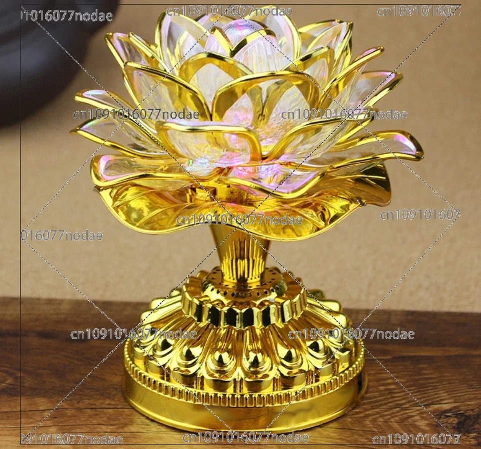 Colorful Led Lotus Lamp Buddha Machine Buddhist Supplies of Dual-use Plug-in Battery LED Lotus Flower Romantic Wedding Decorat