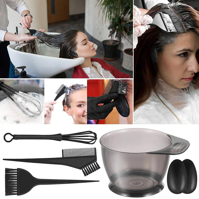 

Hair Dye Brush Bowl Set With Ear Caps Mixing Rod Hair Tint Dying Coloring Applicator Brush Hairdressing Style Accessories