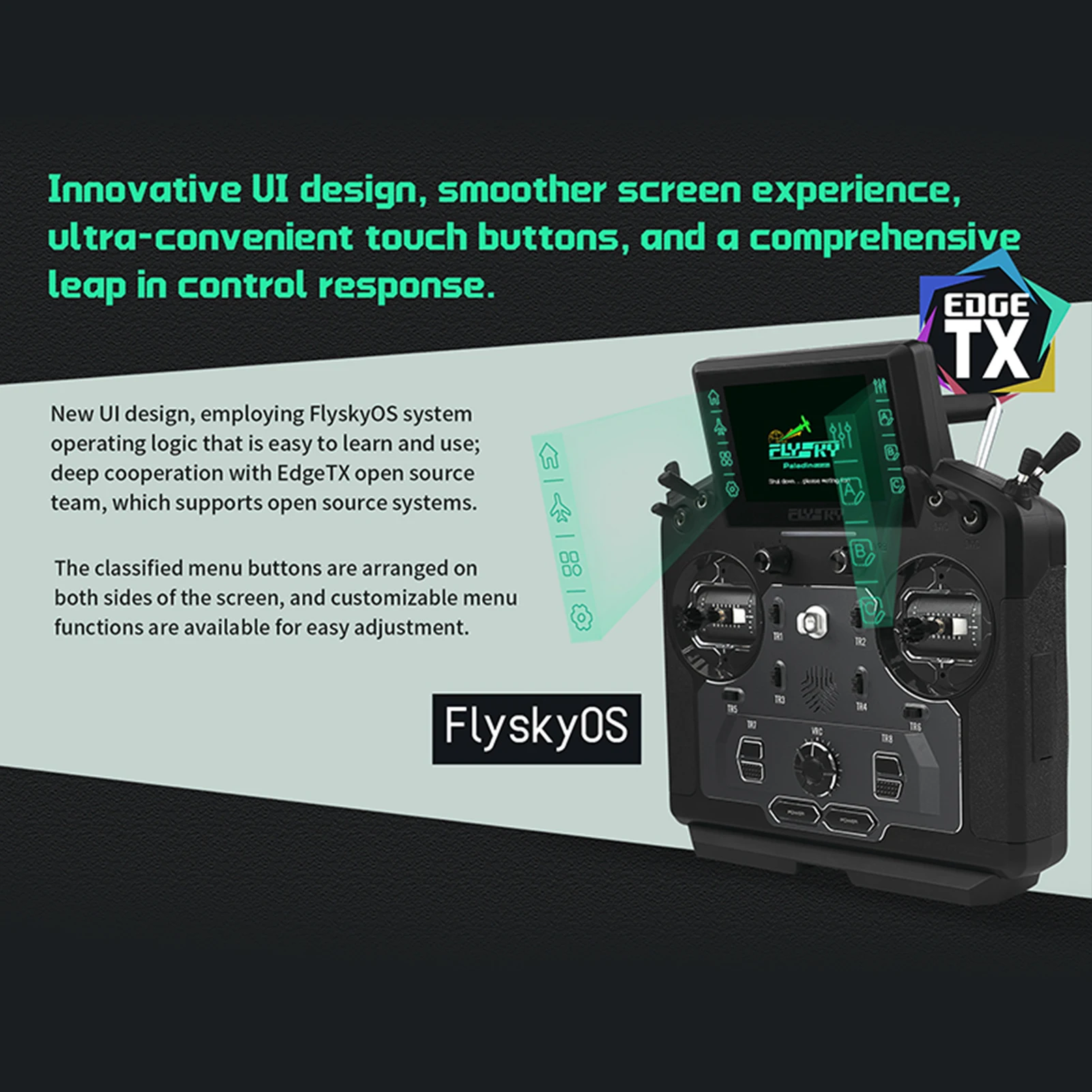 Transmissor RC de 18 canais com kit receptor com tela sensível ao toque IPS, antena dupla, para avião, helicóptero, carro, barco, robô, planador