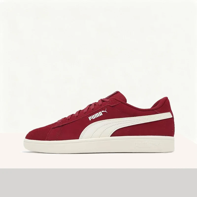 Puma Smash 3.0 L Retro Minimalist Durable Cushioned Low-Top Outdoor Sneakers for Men and Women, Red and White 390984-21