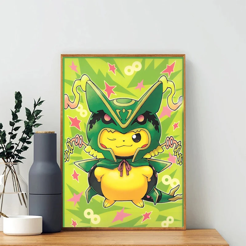 Japanese Anime Pokemon Canvas Painting Pikachu Cartoon Poster Print Mural Pictures Wall Art Living Room Home Decor Gifts Cuadros