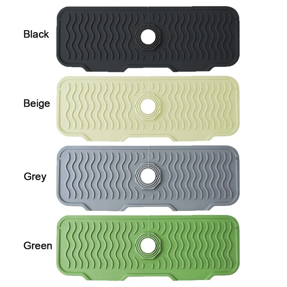 New Silicone Faucet Pad Multi-Functional Wavy Texture Sink Draining Pad Cuttable 61cm Extra-long Water Drip Tray Home Use