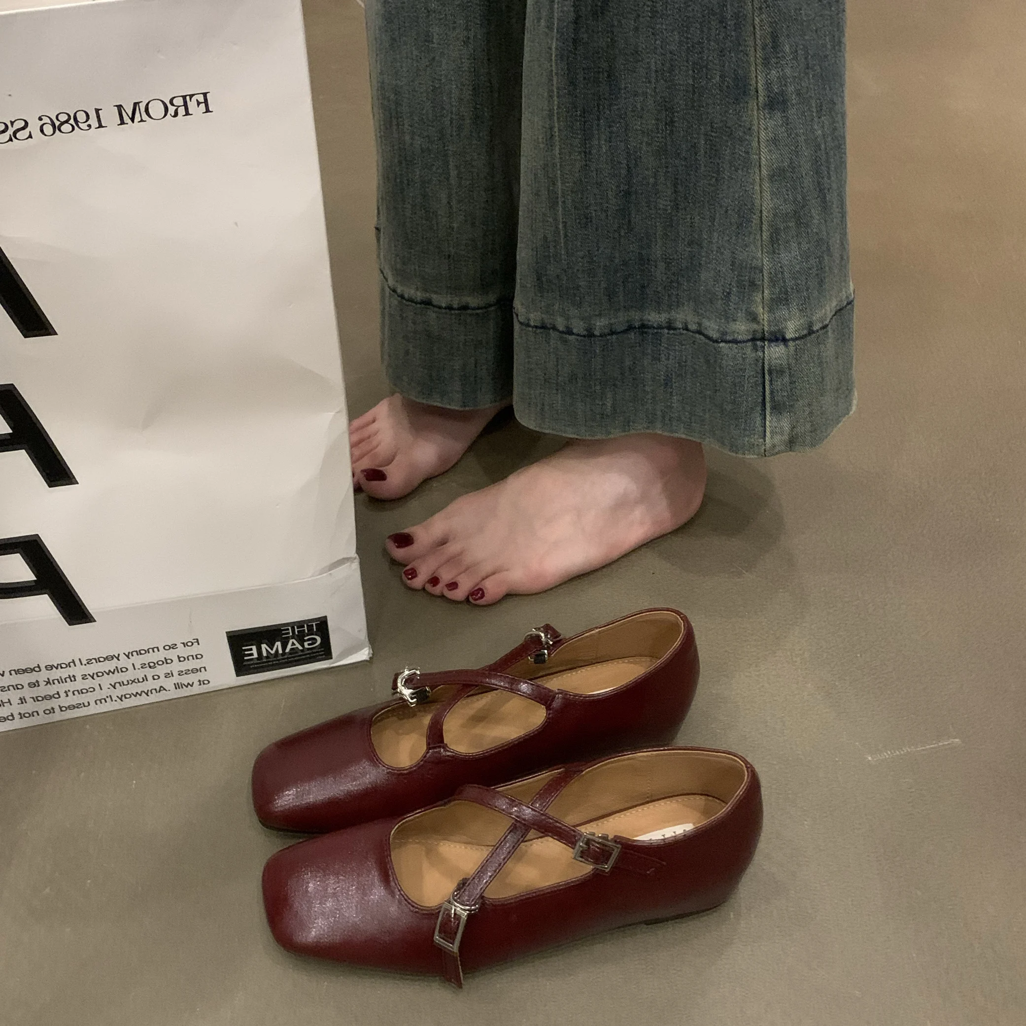 夏の靴の女性の身長を増やす下駄プラットフォームオックスフォード女性の浅い口ソフトバレエフラットスクエアトゥ女性の靴-au