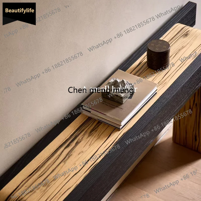 A139 Medieval wabi-sabi wind solid wood entrance table retro log long strip table B & B living room against the wall strip case