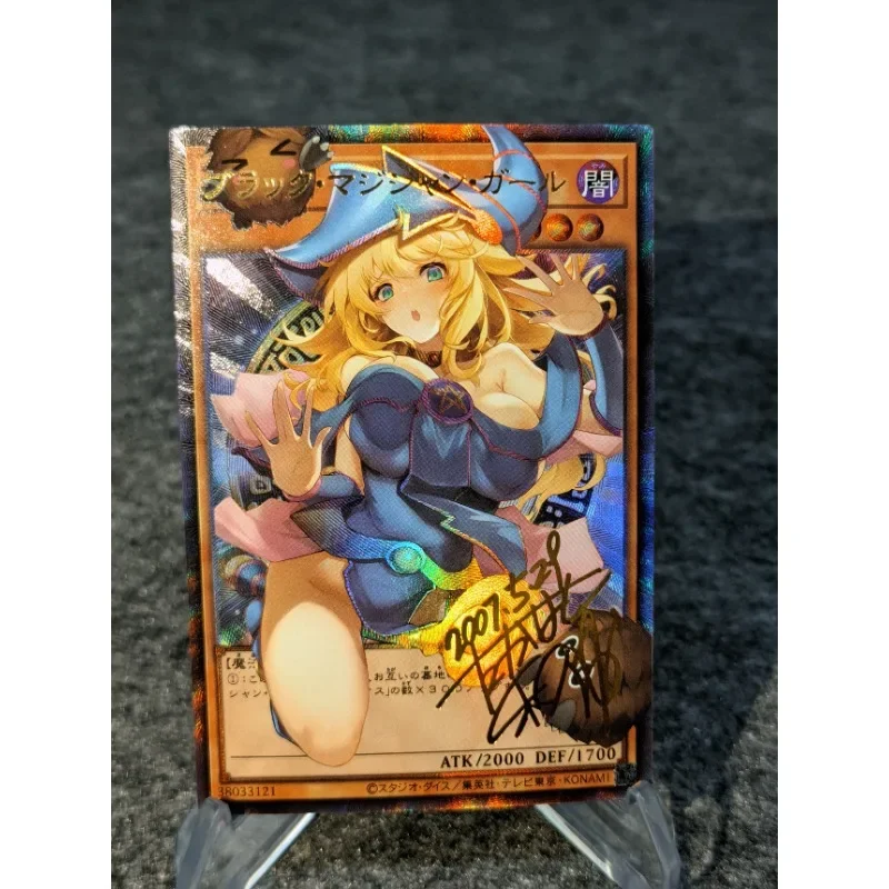 Yu Gi Oh Black Magician Girl Animation Characters Self Made Refraction Flash Card Anime Classics Game Collection Cards Toy Gift