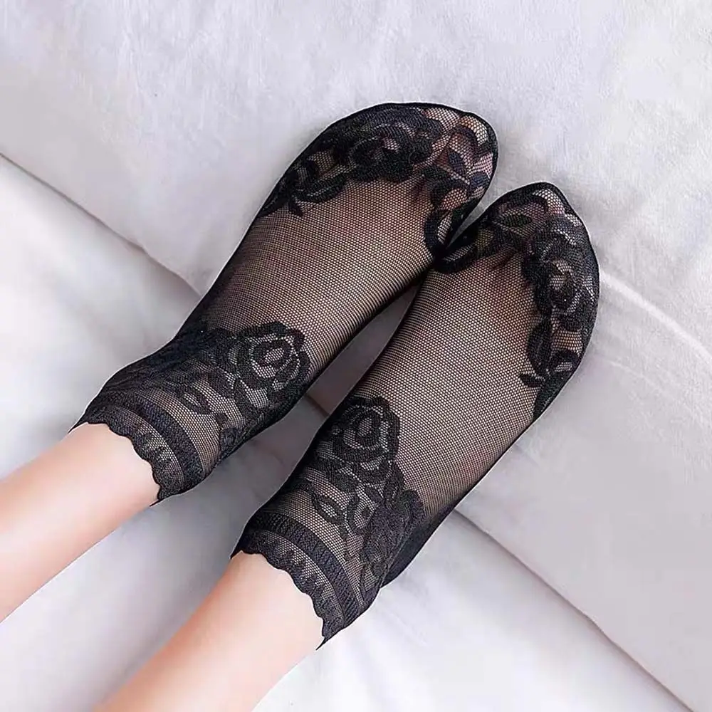 Comfortable Mesh Socks Hollow Ruffle Flower Ankle Socks Female Hosiery Lace Socks Women Socks Boat Socks