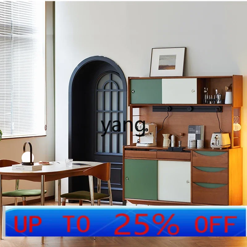LH retro solid wood dining side cabinet medieval kitchen cabinet narrow storage cabinet