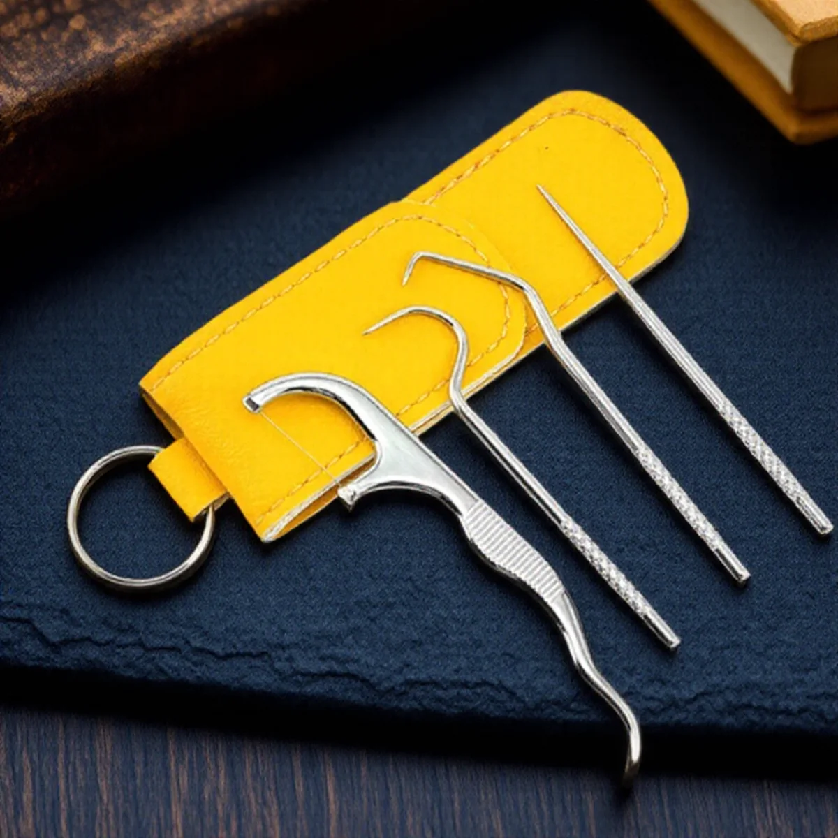 

Portable Titanium Toothpicks Set with Leather Case for Travel Camping Hiking 4Pcs Oral Care Tool Durable & Lightweight