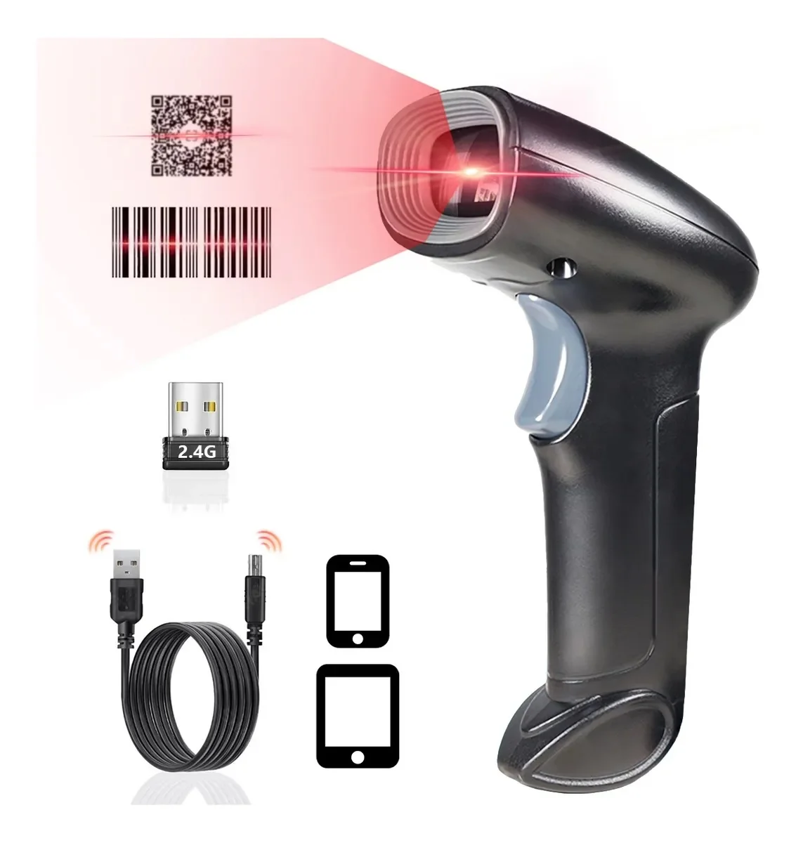 WHS-22 2D Barcode Scanner 2.4Ghz RF Wireless + for + USB QR Code Reader Type-C Charging High Quality Stock 1-Year Warranty