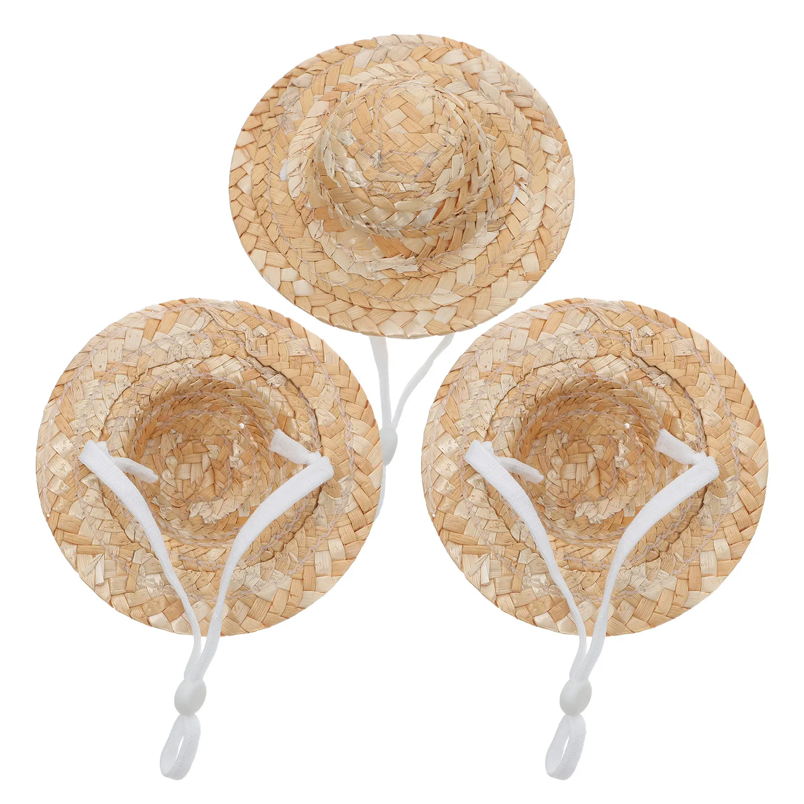 Straw Hat Summer - 작은 동물용 밀짚 모자 3개 세트: