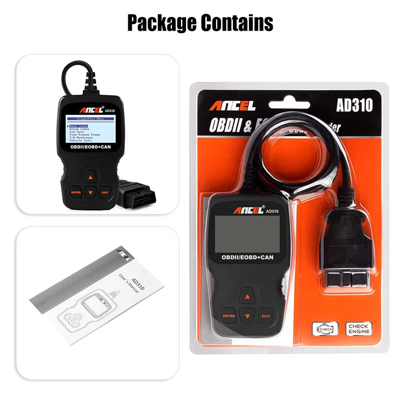 Car Full OBD2 Diagnostic Tools For Ancel AD310 OBDII Automotive Professional VIN Code Reader Scanner Check Engine Multilanguage