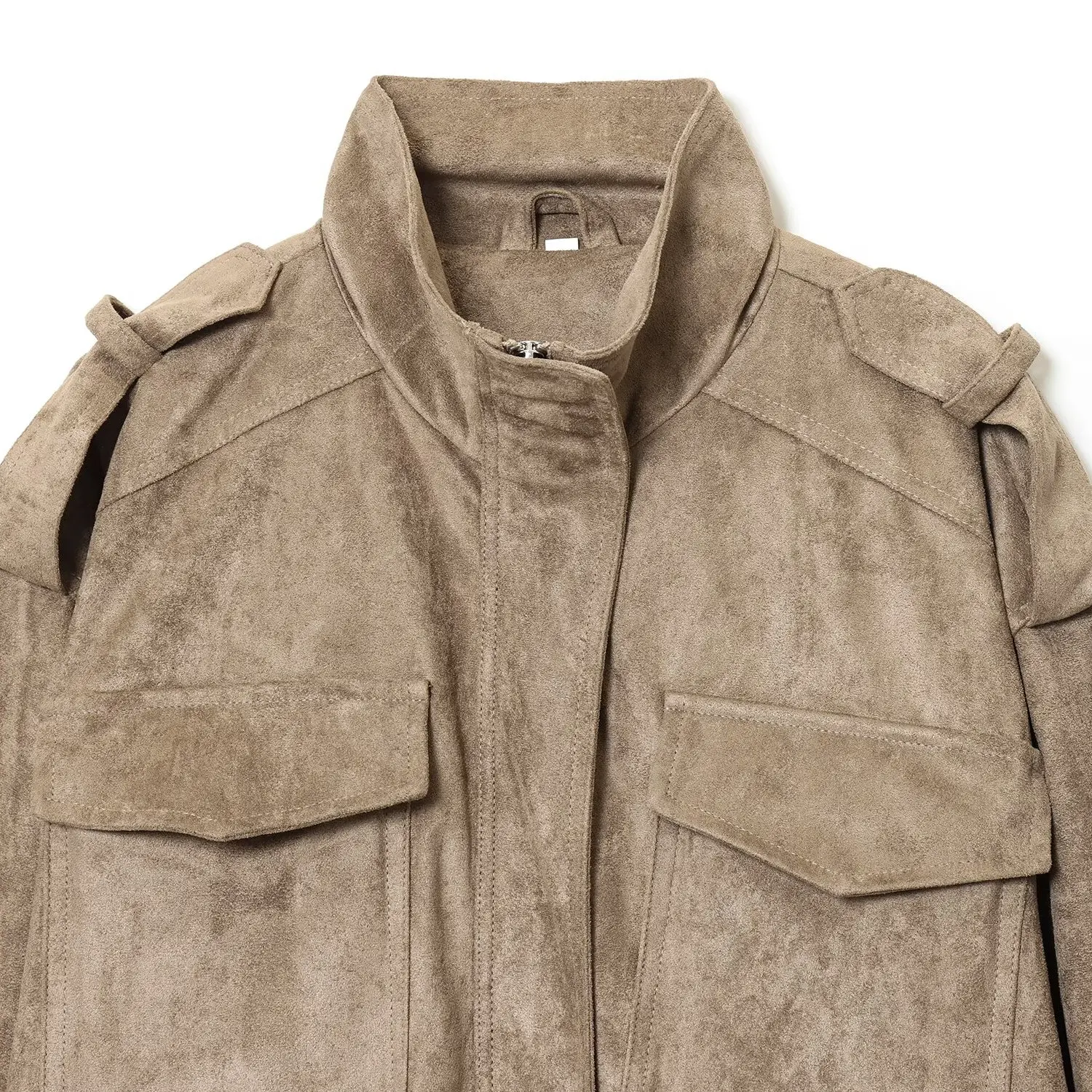 

JNLEAOG Autumn New Faionable Velvet Leather Jaet Women's Clothing Design Durable Polyester Fabric Long Sve Zipper