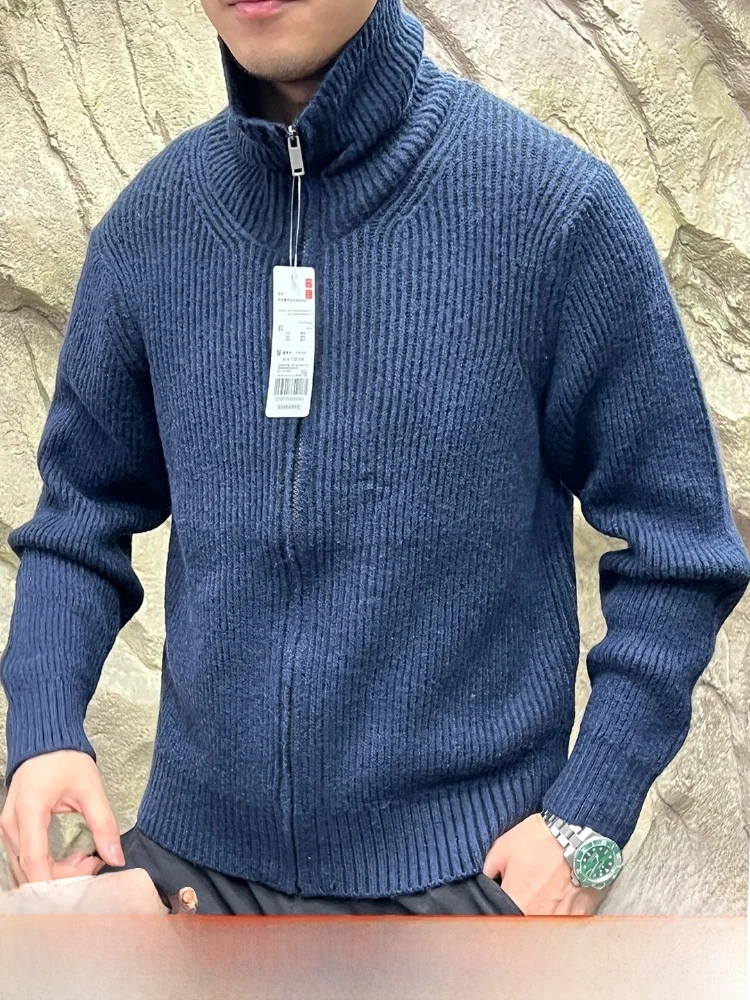 

Casual Sle Men's And Women's Knitted Cardigan Sweater with Collar Long Sve Breathable Comfortable Rooster Pattern