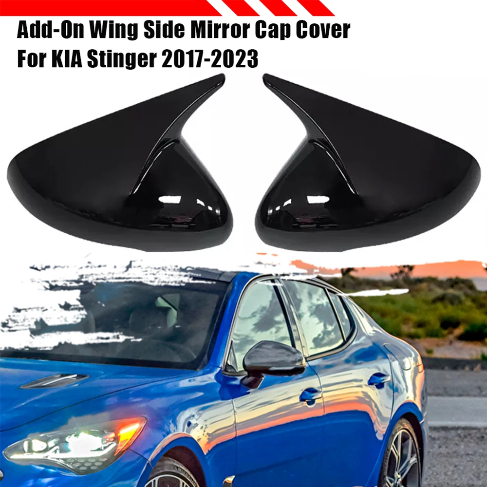 

OX Horn Side Rearview Mirror Cover Trim For Kia Stinger 2017 2018 2019 2020 2021 2022 2023 ABS Add-On Wing Side Mirror Cap Cover