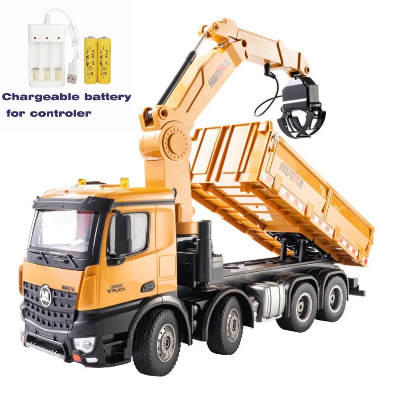 1538 26CH RC Truck 1:14 Remote Control Semi-Alloy Vehicle Grab Wood Dump Engineering off-road car with lights controler battery