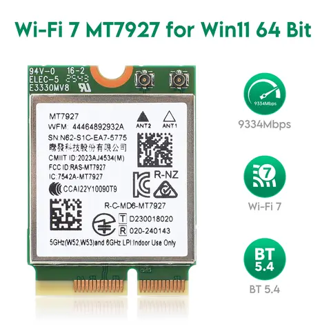 EDUP MT7927 WiFi 7 Tri Band Wireless Adapter 24G 5G 6G Bluetooth 54 MU MIMO for Win11 Laptop Compatible with Intel and AMD