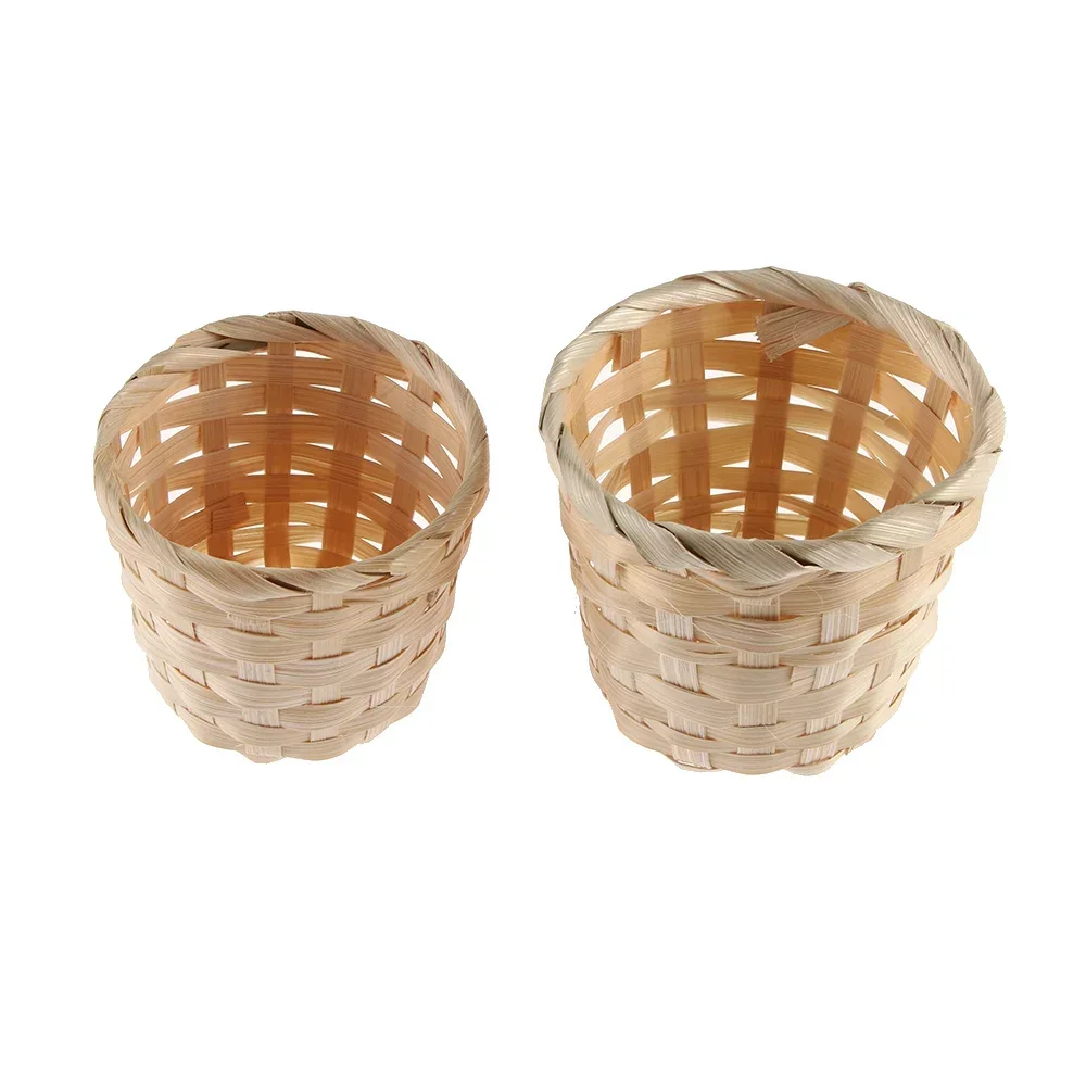 1PCs Small Basket Desktop Finishing Home Storage Bamboo Weaving Products Sundries Organizer Rattan Plant Box Wicker Basket