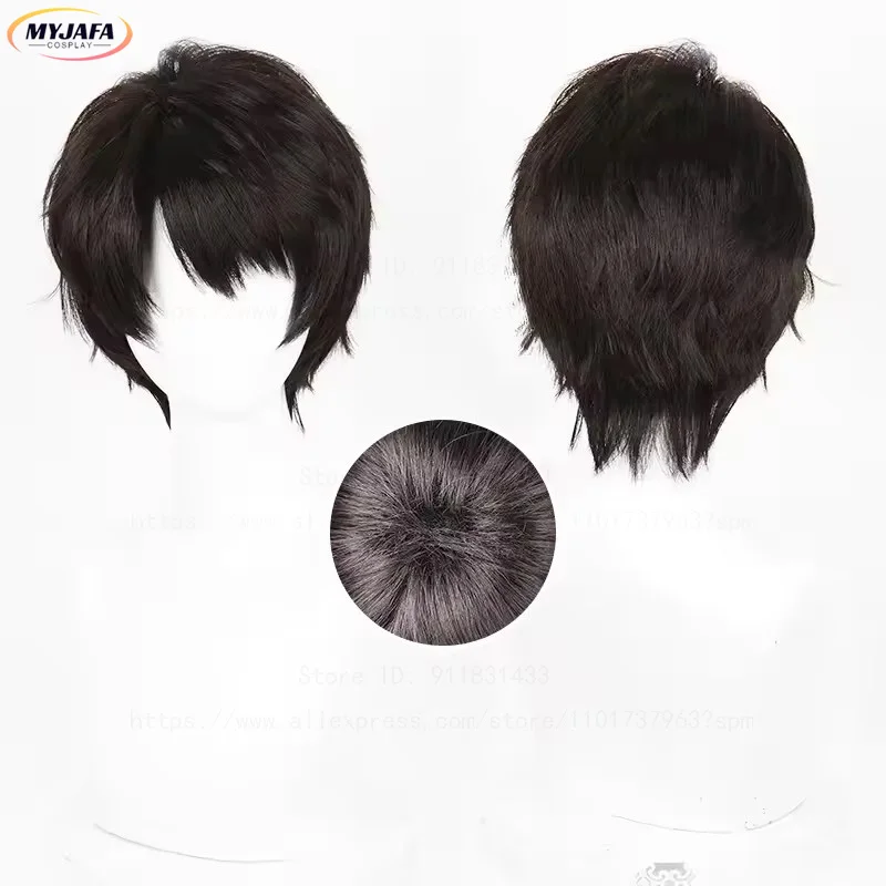 Caleb Cosplay Wig Game Love and Deepspace Xia Yizhou Cosplay 30cm Short Black Heat Resistant Synthetic Hair Anime Wigs  + WigCap
