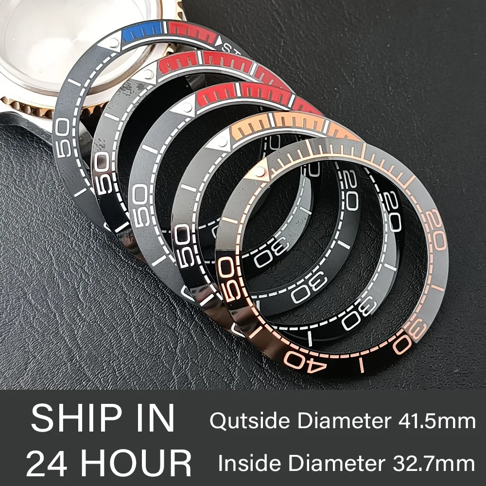 41.5mm Sloping Watch Ring Ceramic Bezel Insert Ring for 43mm Case Watch Accessories Inner diameter 32.7mm Watch Bezel Inserts