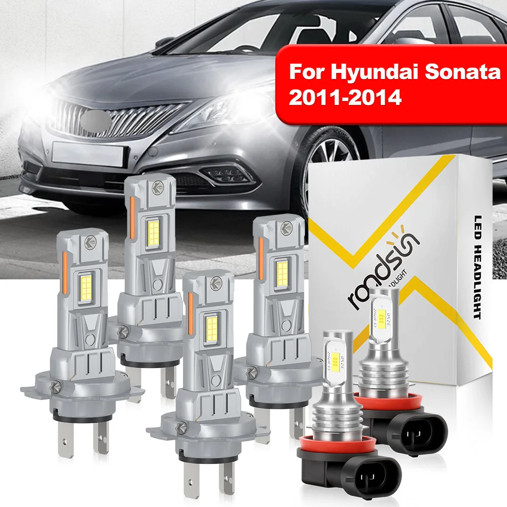 

4/6Pcs LED Bulbs M28 H7 High Low Beam All in One+V3 H11 Fog Lamp 6000K For Hyundai Sonata 2011 2012 2013 2014 Car Bulbs