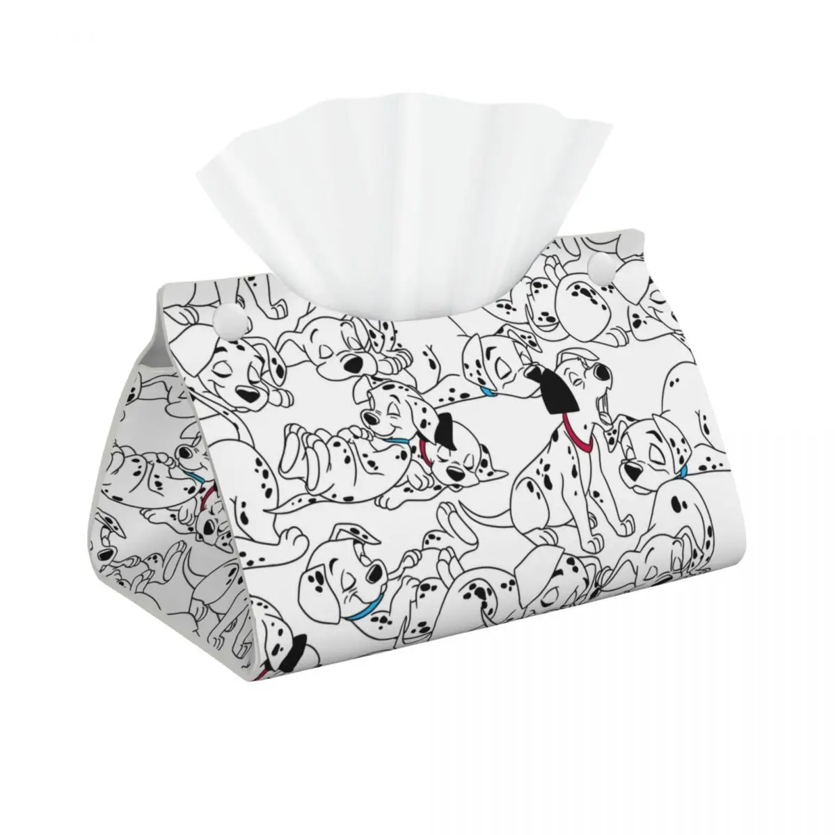 Custom Cute Sleeping Dalmatians Dog Tissue Box Cover PU Leather Rectangular Dalmatian Puppy Facial Tissues Holder for Office