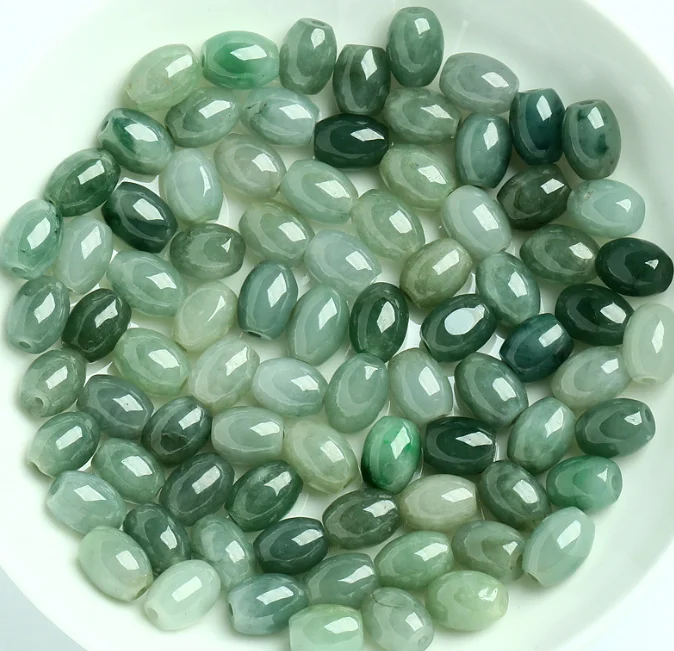 30 pcs Jade Oil Green Drum Bead Necklace Bracelet Accessories