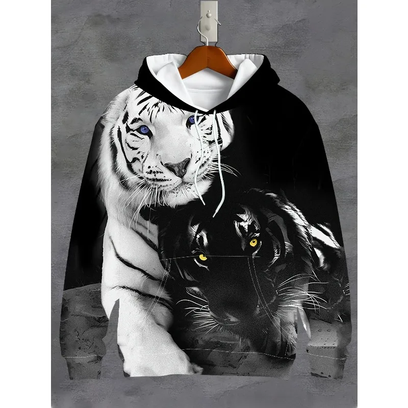 2025 جديد الرجال هوديي ثلاثية الأبعاد مطبوعة الاستبداد النمر نمط محايد موضة كول طباعة عادية مناسبة لارتداء اليومي #2