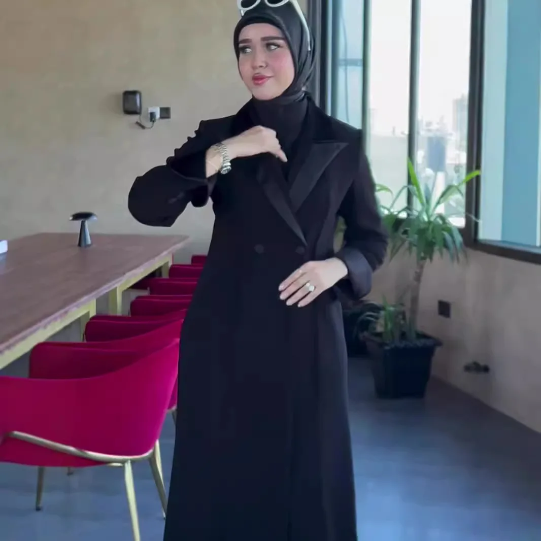 

Sle, длинное пальто миди на одной и двойной пуговице, новинка 2024, трансграничное повседневное длинное пальто для женщин