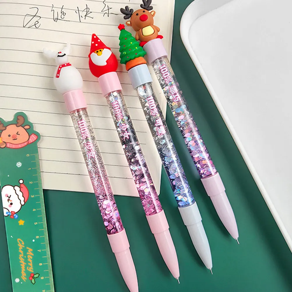 

8Pcs Flowing Sand Gel Pens Christmas Themed Creative Writing Stationery Pens for Students Office School Kids