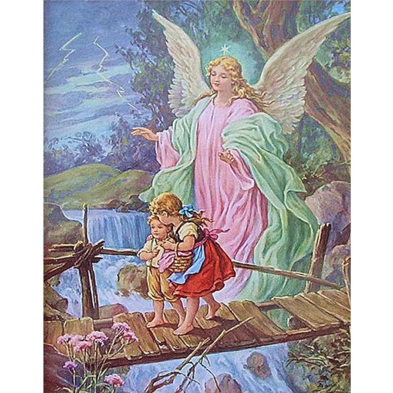 AB Diamond Diamond Painting Children protected by angels Embroidery Kit Wall Decoration Hanging Painting