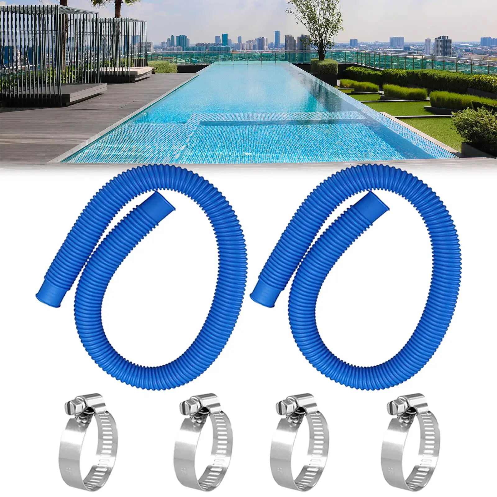 2 Pieces Pool Filter Replacement Hose Blue for 330 GPH Above Ground Pools