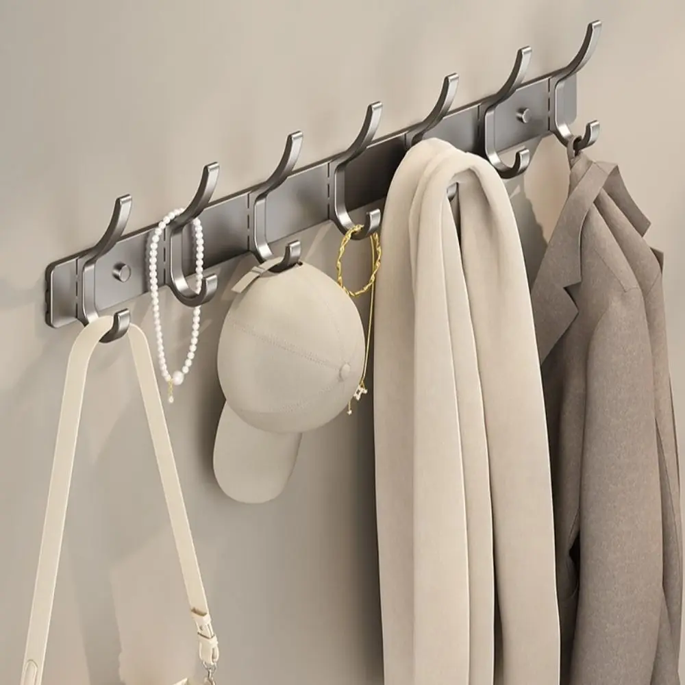 Strong Load-bearing Clothes Coat Hooks Heavy Duty Wall Rack Towel Hooks Space Aluminum Punch Wall Mounted Door Hanger Bathroom