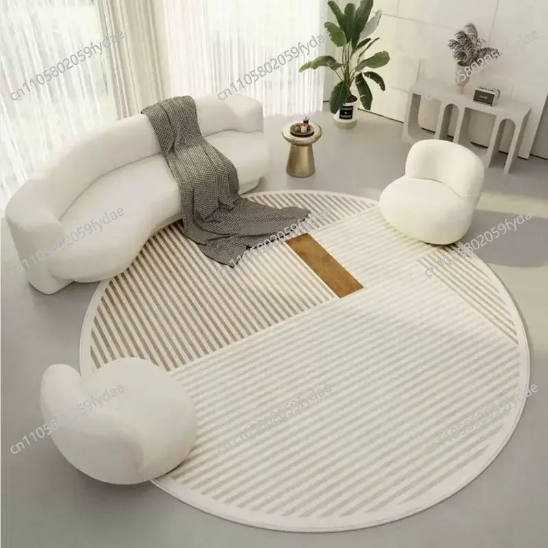Round Rug for Living Room Thickened Faux Cashmere Minimalist Sofa Bedroom Rocking Chair Floor Mat